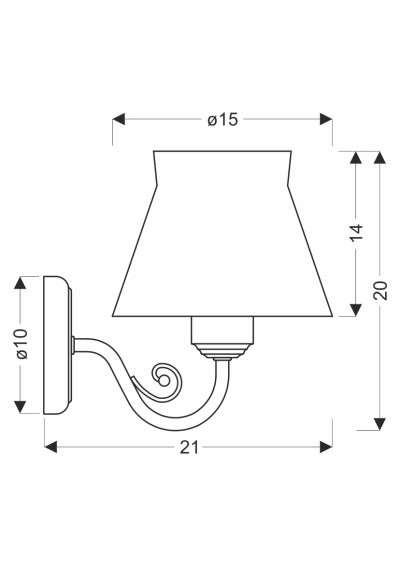 Lampa ścienna Rossini 1xE27 biały 20 cm - wymiary produktu