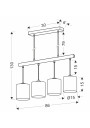 Lampa wisząca E27 4xE27 czarny 15 cm - wymiary produktu