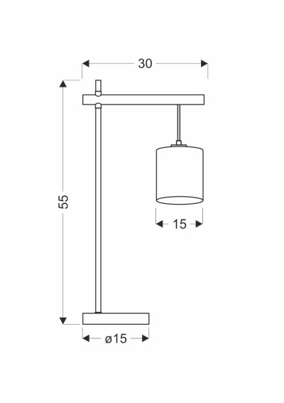 Lampa stołowa E27 1xE27 czarny 30 cm - wymiary produktu