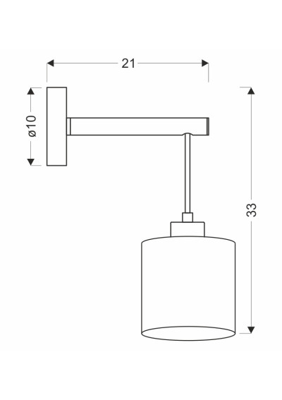 Lampa ścienna E27 1xE27 czarny 23 cm - wymiary produktu