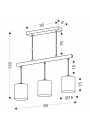 Lampa wisząca E27 3xE27 czarny 60 cm - wymiary produktu