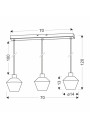 Lampa wisząca E14 3xE14 czarny + złoty 70 cm - wymiary produktu