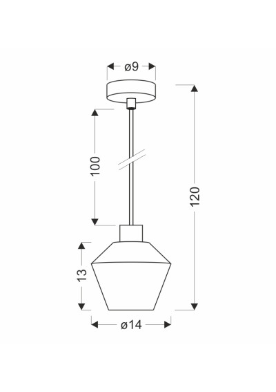 Lampa wisząca E14 1xE14 czarny + złoty 14 cm - wymiary produktu