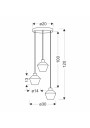 E14 pendant light 3xE14 black / gold 30 cm - product dimensions