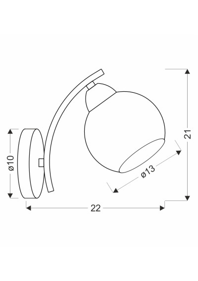 Lampa ścienna Amos 1xE27 złoty 22 cm - wymiary produktu