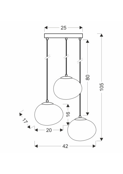 Stones pendant light 3xE27 black and white 42 cm