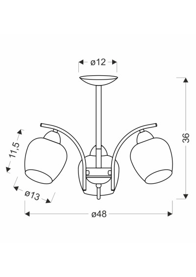 Lampa wisząca Merra 3xE27 czarny 48 cm - wymiary produktu