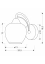 Tobias wall light 1xE27 chromee 20,5 cm - product dimensions