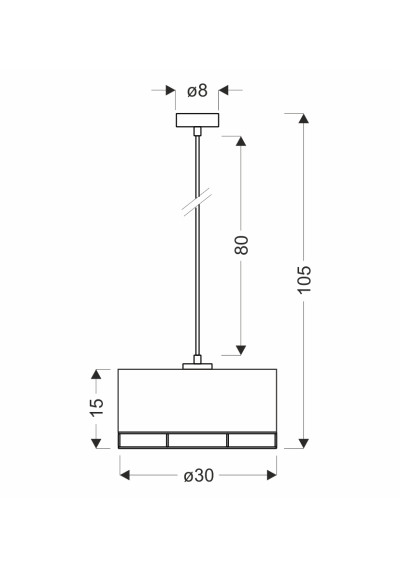 E27 pendant light 1xE27 żółty 30 cm - product dimensions