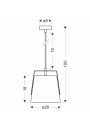 Lampa wisząca E27 1xE27 czarny 20 cm - wymiary produktu