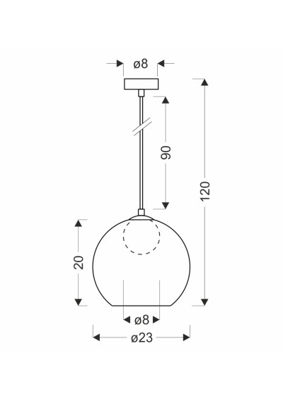 Lampa wisząca G9 1xG9 dymiony 23 cm - wymiary produktu