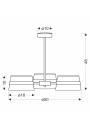 Lampa wisząca E14 3xE14 czarny 50 cm - wymiary produktu