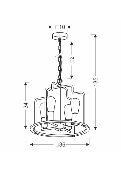 E27 pendant light E14 black 36 cm - product dimensions