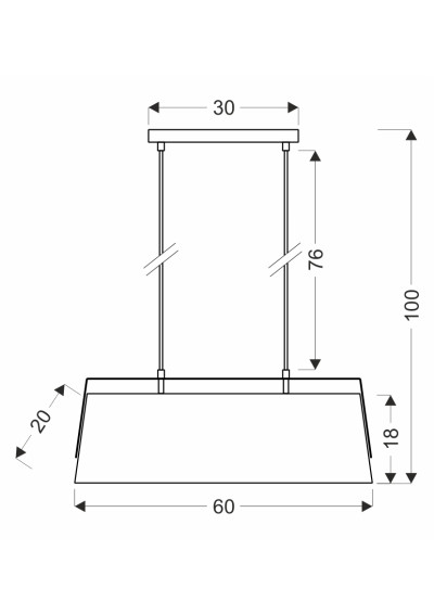 E27 pendant light 2xE27 żółty 60 cm - product dimensions