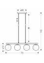 E14 pendant light 4xE14 white 68 cm - product dimensions