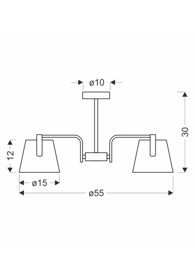 E14 pendant light 3xE14 żółty 55 cm - product dimensions