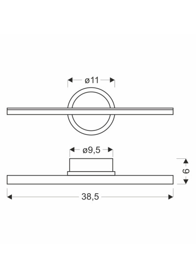 Lampa ścienna Batuta 10 W LED 3000 K brązowy 38,5 cm - wymiary produktu