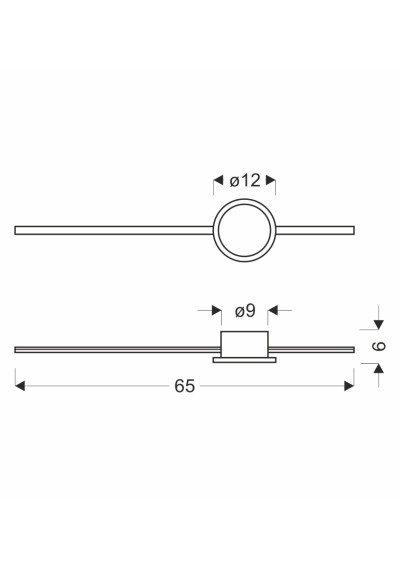 Batuta wall light 12 W LED 3000 K patynowy 65 cm - product dimensions