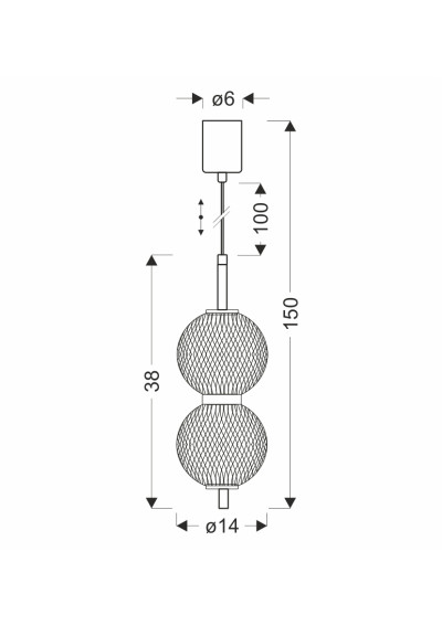 Puma pendant light 10 W LED 3000 K black 14 cm - product dimensions