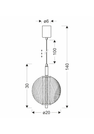 Lampa wisząca Puma 10 W LED 3000 K czarny 20 cm - wymiary produktu
