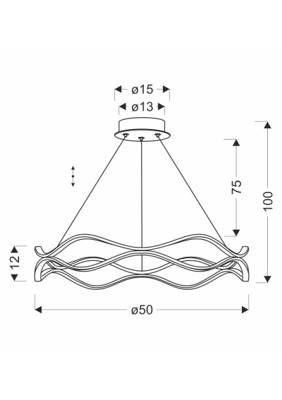 Lampa wisząca Vave 28 W LED 3000 K patynowy 50 cm - wymiary produktu