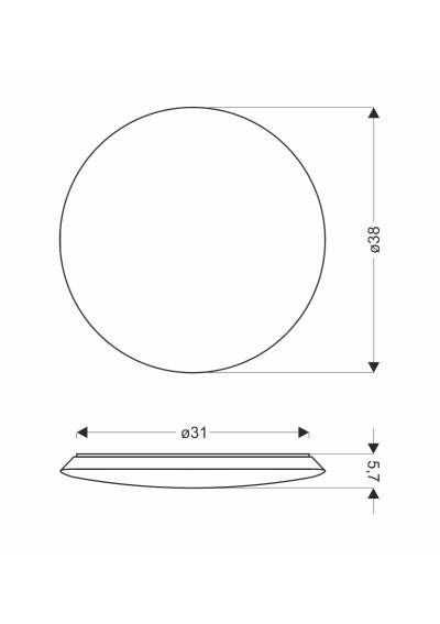Lampa sufitowa Juno 38 W LED 4000 K biały 38 cm - wymiary produktu