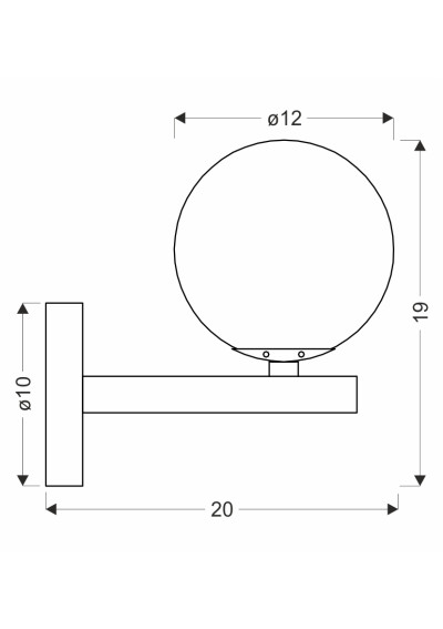 Lampa ścienna G9 1xG9 czarny 20 cm - wymiary produktu