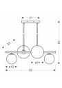 G9 ceiling light 4xG9 black 59 cm - product dimensions
