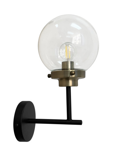 Lens wall light 1xE14 black / patyna mat, klosz clear 19,5 cm