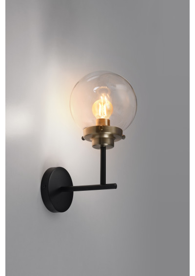 Lampa ścienna Lens 1xE14 czarny + patyna mat, klosz bezbarwny 19,5 cm - zdjęcie produktu 3