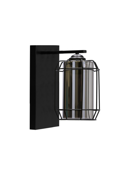 Lampa ścienna Jonera 1xE27 czarny, klosz dymiony 25 cm