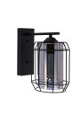 Jonera wall light 1xE27 black, klosz smoked 23 cm