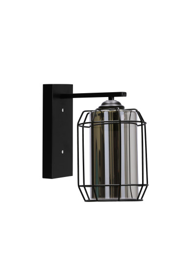 Jonera wall light 1xE27 black, klosz smoked 23 cm - product image 1