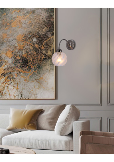 Baida wall light 1xE27 satynowy, klosz matowo transparent 25 cm - product image 1