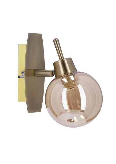 Lampa ścienna Lentini 1xG9 patynowy, klosz bursztynowy 16 cm