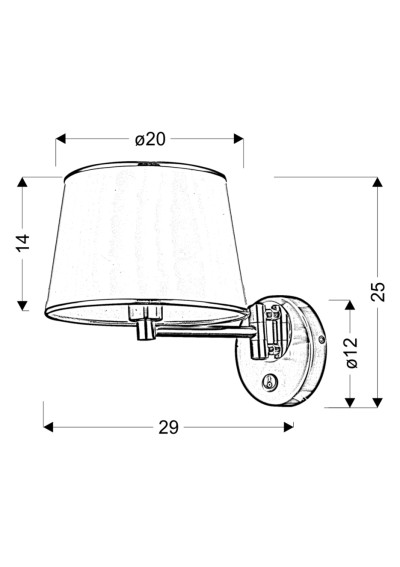 Ibis wall light E14 srebrno grey 20 cm - product dimensions