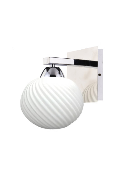 Lampa ścienna E27 1xE27 chromowy, klosz biały 18 cm