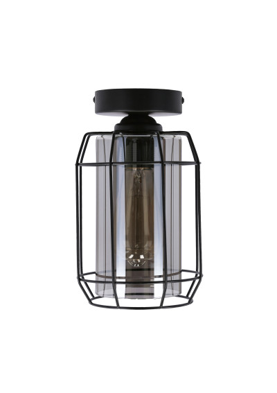 Jonera ceiling light 1xE27 black, klosz smoked 15 cm
