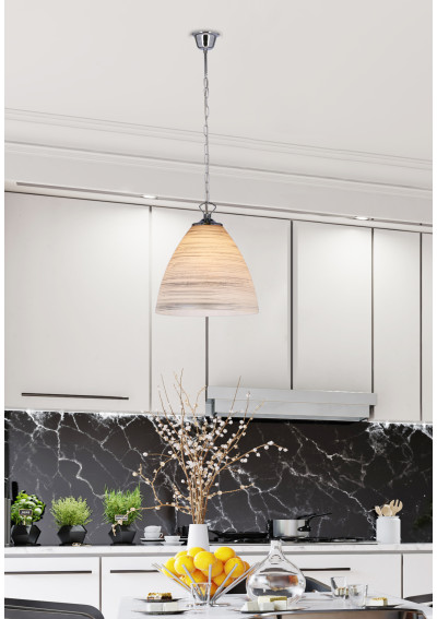 Lampa wisząca Scordia 1xE27 chromowy + biały + srebrny 23 cm - zdjęcie produktu 1