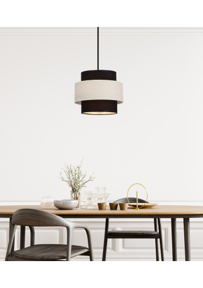Lampa wisząca Benta 1xE27 czarny+kremowy 20 cm - zdjęcie produktu 1