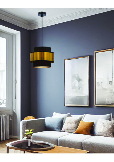 Lampa wisząca Prestige 1xE27 czarny + złoty 20 cm - zdjęcie produktu 1