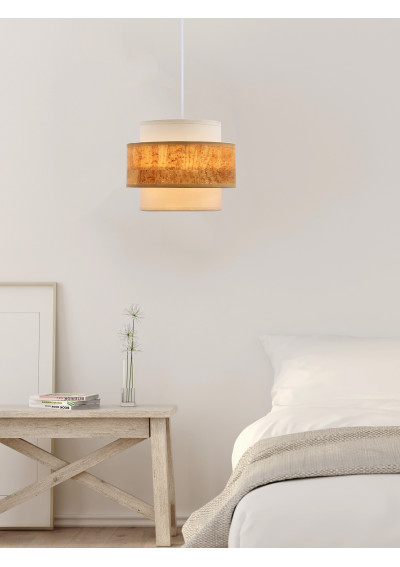 Cork pendant light 1xE27 white / beige 20 cm - product image 1
