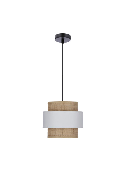 Rattan pendant light 1xE27 black, white / cream 20 cm