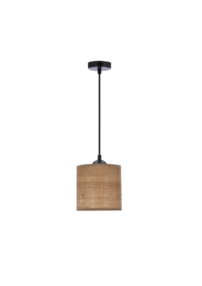 Legno pendant light 1xE27 black, abażur orzechowy 15 cm