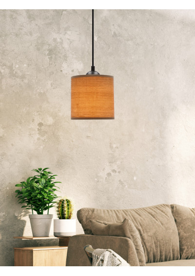 Lampa wisząca Legno 1xE27 czarny, abażur orzechowy 15 cm - zdjęcie produktu 1