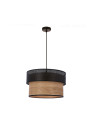 Lampa wisząca Fornero 1xE27 czarny + drewniany 35 cm