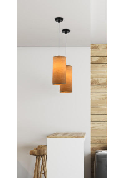 Lampa wisząca Ballo 1xE27 czarny + orzechowy 12 cm - zdjęcie produktu 1