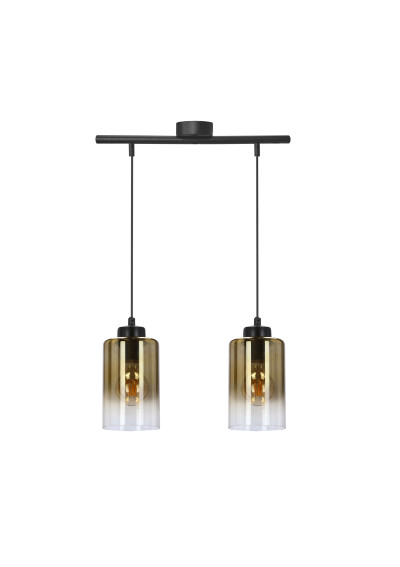 Lampa wisząca Aspra 2xE27 czarny+bursztynowy 41 cm