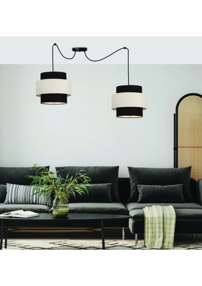 Lampa wisząca Benta 2xE27 czarny+kremowy 100 cm - zdjęcie produktu 1