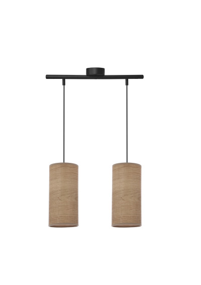 Lampa wisząca Ballo 2xE27 czarny + orzechowy 45 cm